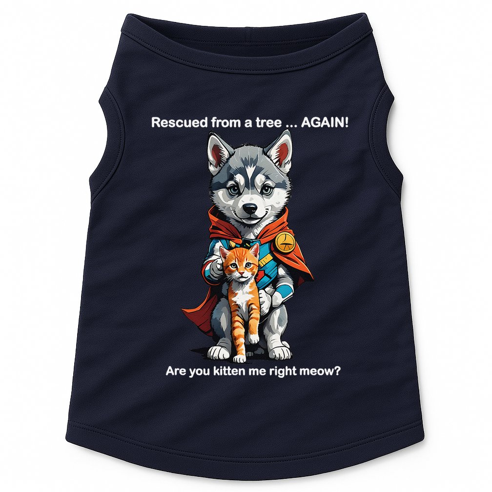 Cute Adorable Funny Gift Superhero Husky Puppy Cartoon Humor Doggie Tank