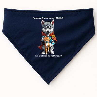 Cute Adorable Funny Gift Superhero Husky Puppy Cartoon Humor USA-Made Doggie Bandana