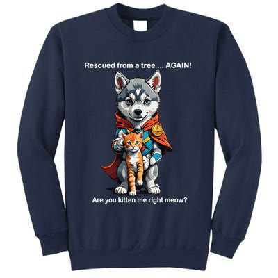 Cute Adorable Funny Gift Superhero Husky Puppy Cartoon Humor Sweatshirt