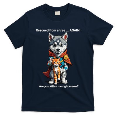 Cute Adorable Funny Gift Superhero Husky Puppy Cartoon Humor T-Shirt