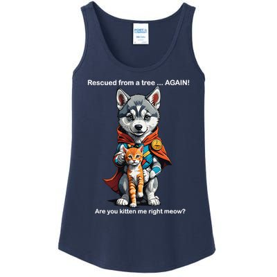 Cute Adorable Funny Gift Superhero Husky Puppy Cartoon Humor Ladies Essential Tank