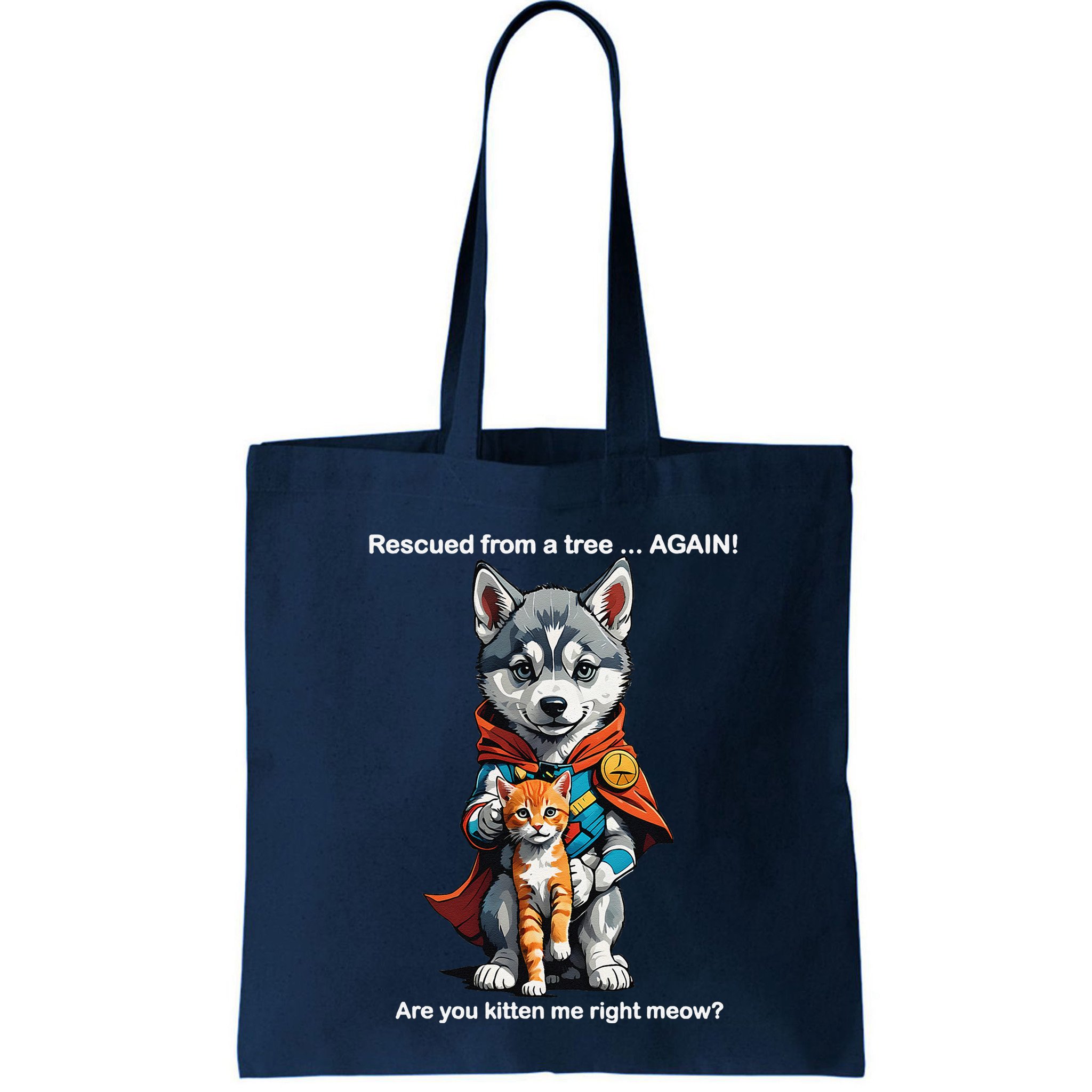 Cute Adorable Funny Gift Superhero Husky Puppy Cartoon Humor Bag