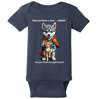 Cute Adorable Funny Gift Superhero Husky Puppy Cartoon Humor Baby Bodysuit