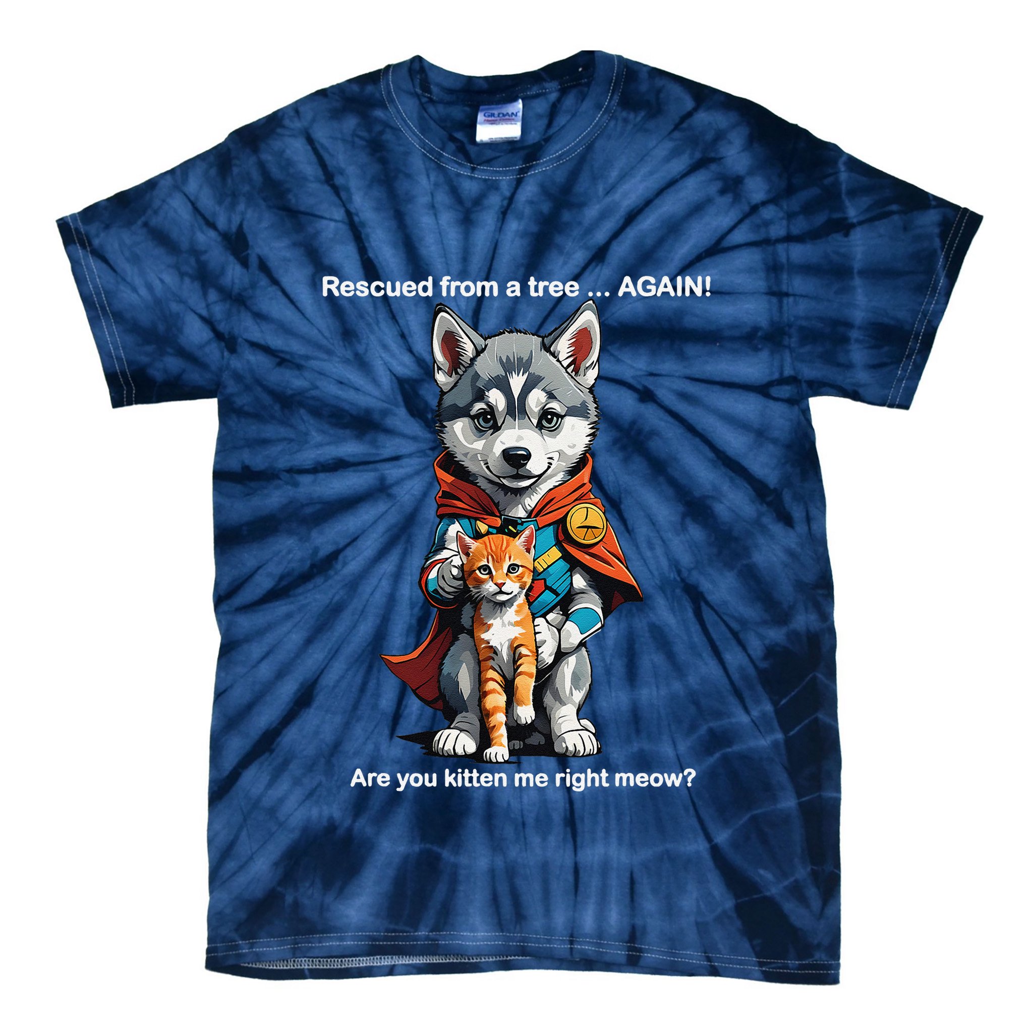 Cute Adorable Funny Gift Superhero Husky Puppy Cartoon Humor Tie-Dye T-Shirt