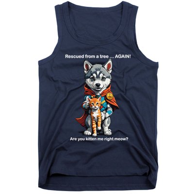 Cute Adorable Funny Gift Superhero Husky Puppy Cartoon Humor Tank Top