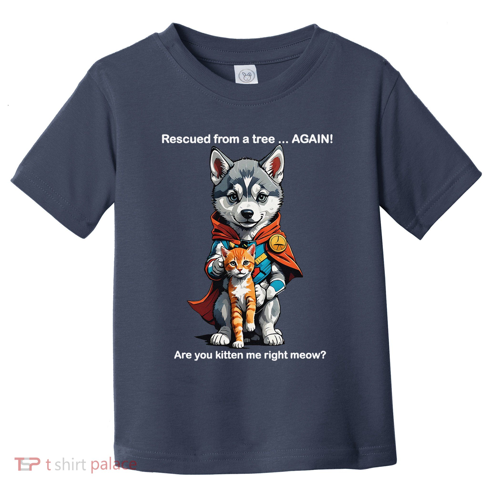 Cute Adorable Funny Gift Superhero Husky Puppy Cartoon Humor Toddler T-Shirt