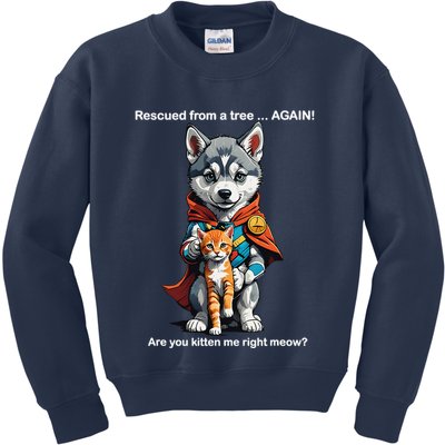 Cute Adorable Funny Gift Superhero Husky Puppy Cartoon Humor Kids Sweatshirt