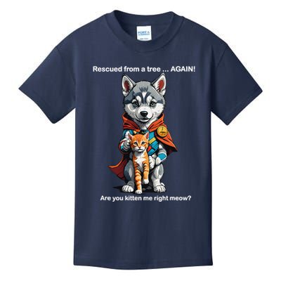 Cute Adorable Funny Gift Superhero Husky Puppy Cartoon Humor Kids T-Shirt