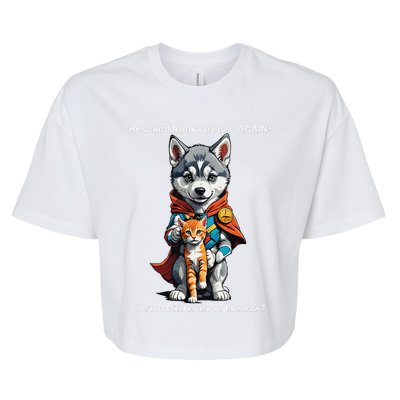 Cute Adorable Funny Gift Superhero Husky Puppy Cartoon Humor Bella+Canvas Jersey Crop Tee