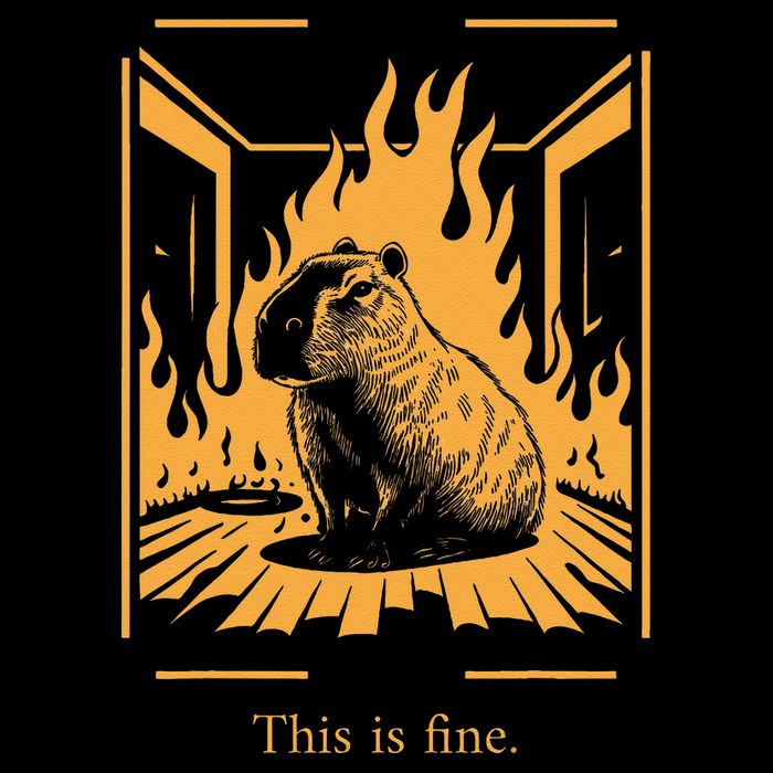 Capybara Amidst Flames This Is Fine Meme Art Sweatshirt