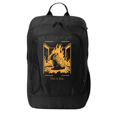 Capybara Amidst Flames This Is Fine Meme Art City Backpack