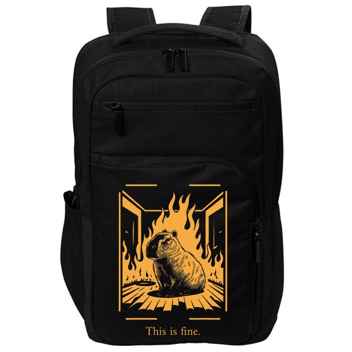 Capybara Amidst Flames This Is Fine Meme Art Impact Tech Backpack