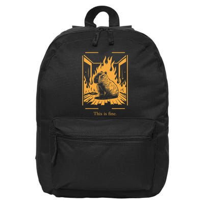 Capybara Amidst Flames This Is Fine Meme Art 16 in Basic Backpack