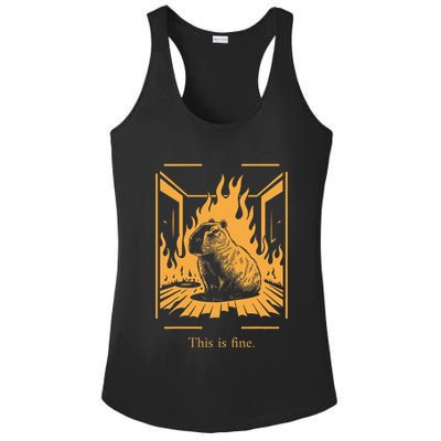 Capybara Amidst Flames This Is Fine Meme Art Ladies PosiCharge Competitor Racerback Tank