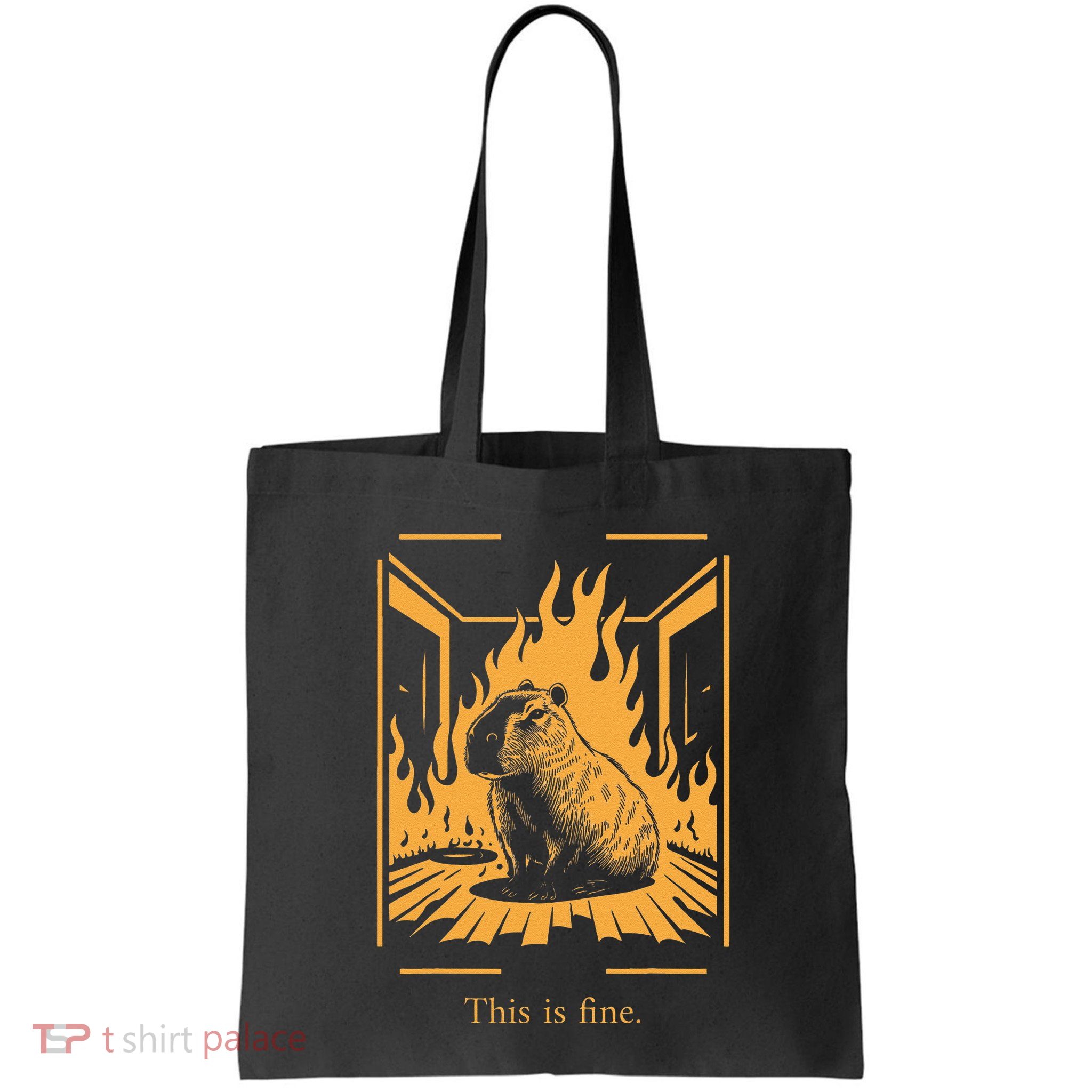 Capybara Amidst Flames This Is Fine Meme Art Bag