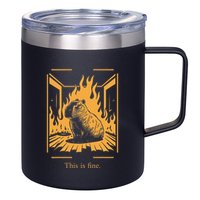 Capybara Amidst Flames This Is Fine Meme Art 12oz Stainless Steel Coffee Mug