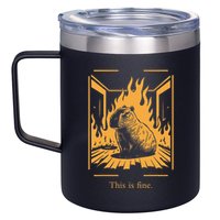 Capybara Amidst Flames This Is Fine Meme Art 12oz Stainless Steel Coffee Mug