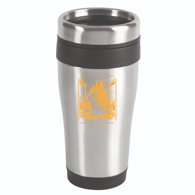 Capybara Amidst Flames This Is Fine Meme Art 16oz Travel Tumbler