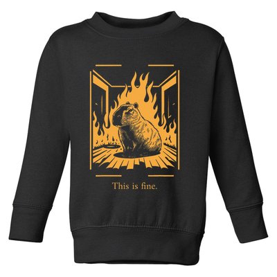 Capybara Amidst Flames This Is Fine Meme Art Toddler Sweatshirt