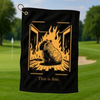 Capybara Amidst Flames This Is Fine Meme Art Golf Towel