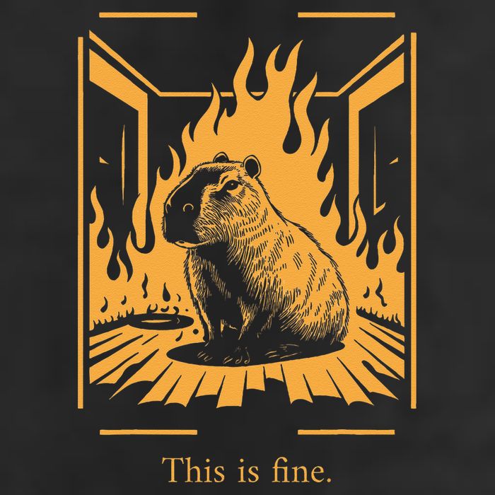 Capybara Amidst Flames This Is Fine Meme Art Golf Towel