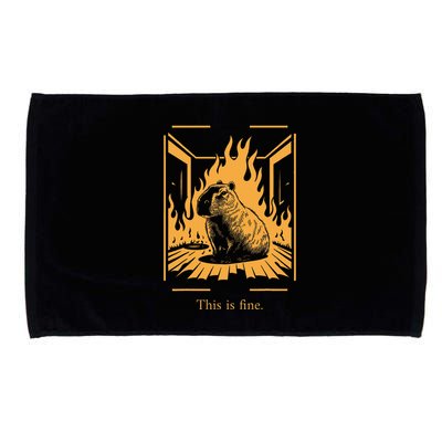 Capybara Amidst Flames This Is Fine Meme Art Microfiber Hand Towel