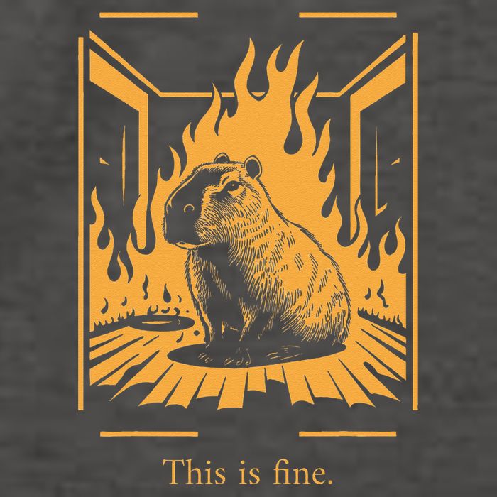 Capybara Amidst Flames This Is Fine Meme Art Vector Backpack