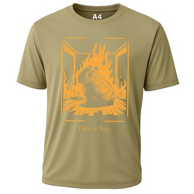 Capybara Amidst Flames This Is Fine Meme Art Performance Shirt