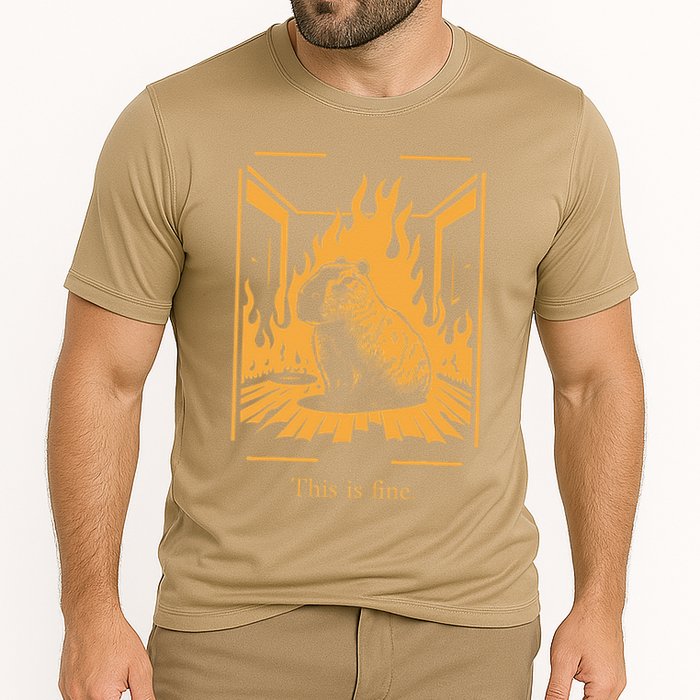 Capybara Amidst Flames This Is Fine Meme Art Performance Shirt