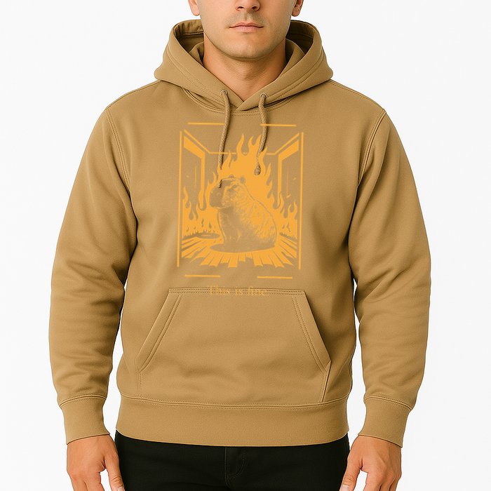 Capybara Amidst Flames This Is Fine Meme Art Hoodie