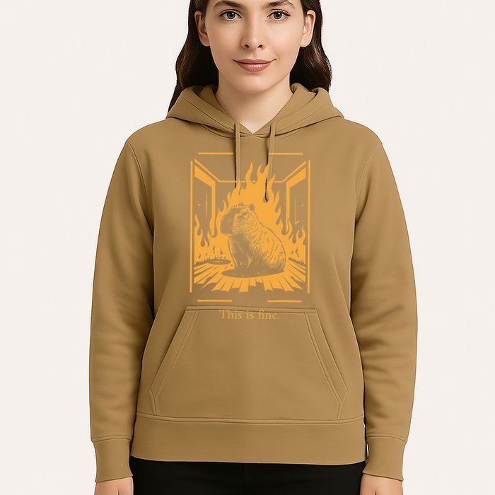 Capybara Amidst Flames This Is Fine Meme Art Hoodie