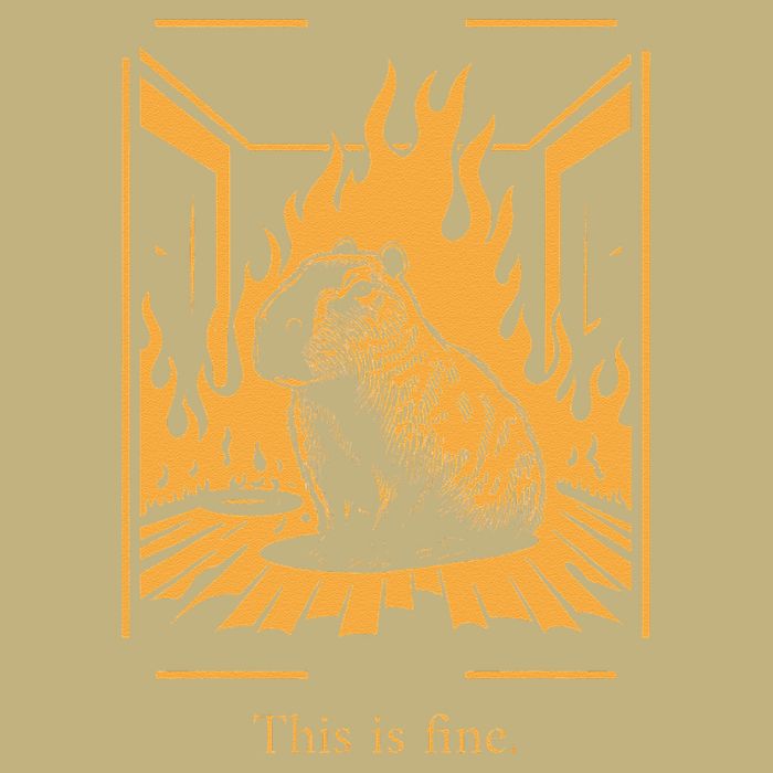 Capybara Amidst Flames This Is Fine Meme Art Hoodie