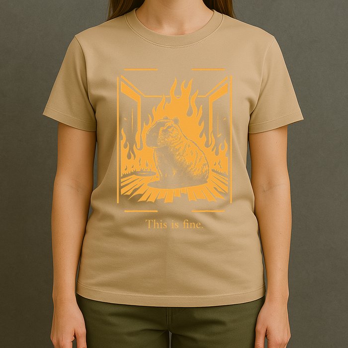 Capybara Amidst Flames This Is Fine Meme Art T-Shirt