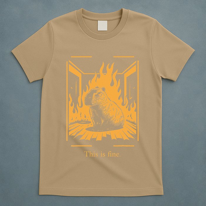 Capybara Amidst Flames This Is Fine Meme Art T-Shirt