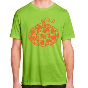 Cute Autumn Fall Leaves Pattern Pumpkin Adult ChromaSoft Performance T-Shirt