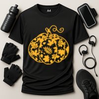 Cute Autumn Fall Leaves Pattern Pumpkin Cooling Performance Crew T-Shirt