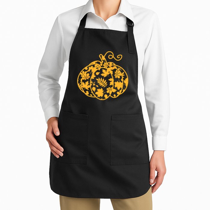 Cute Autumn Fall Leaves Pattern Pumpkin Apron