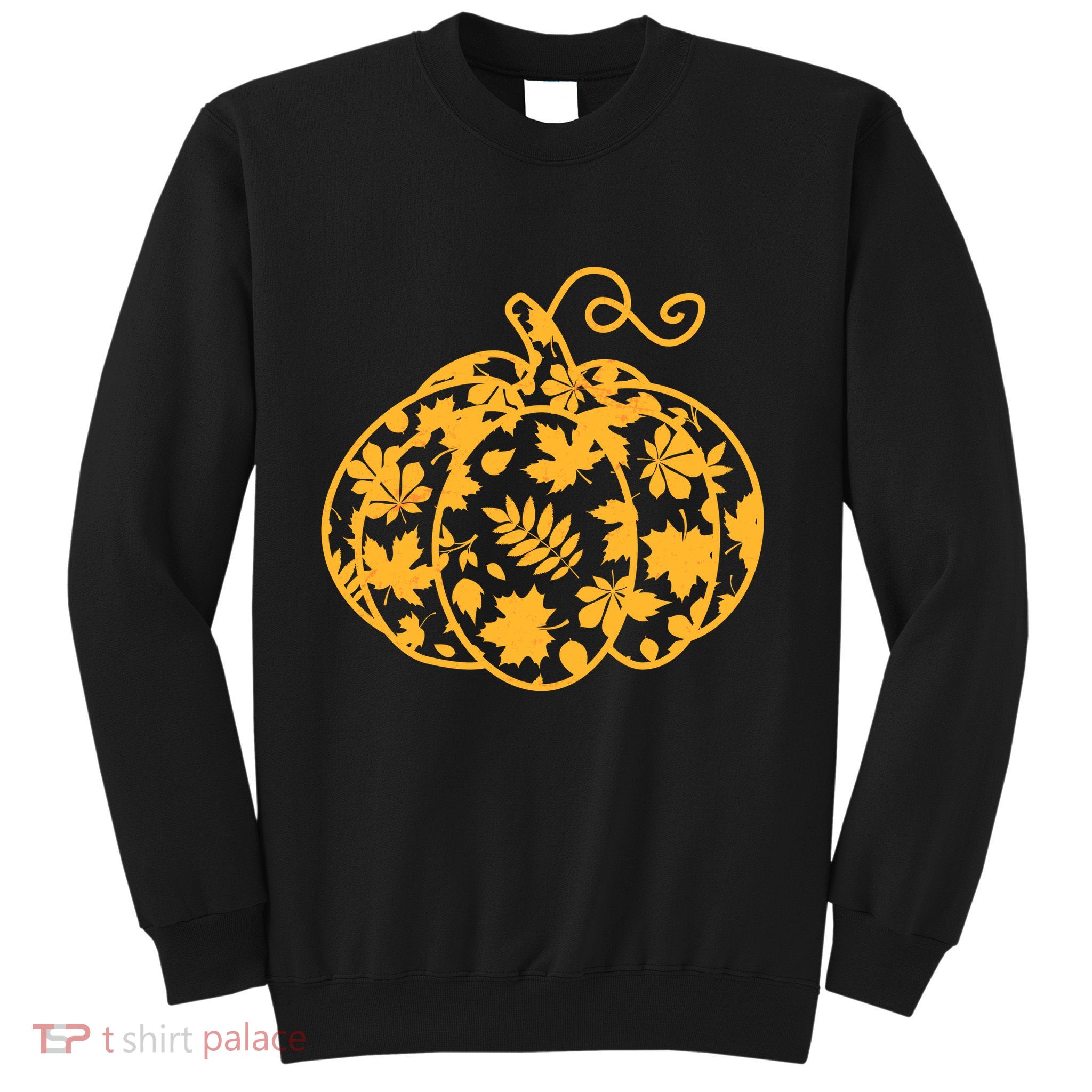 Cute Autumn Fall Leaves Pattern Pumpkin Sweatshirt