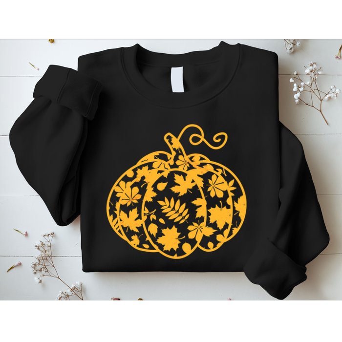 Cute Autumn Fall Leaves Pattern Pumpkin Sweatshirt