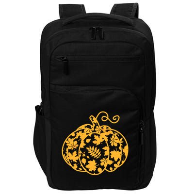 Cute Autumn Fall Leaves Pattern Pumpkin Impact Tech Backpack