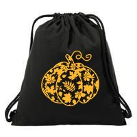 Cute Autumn Fall Leaves Pattern Pumpkin Drawstring Bag