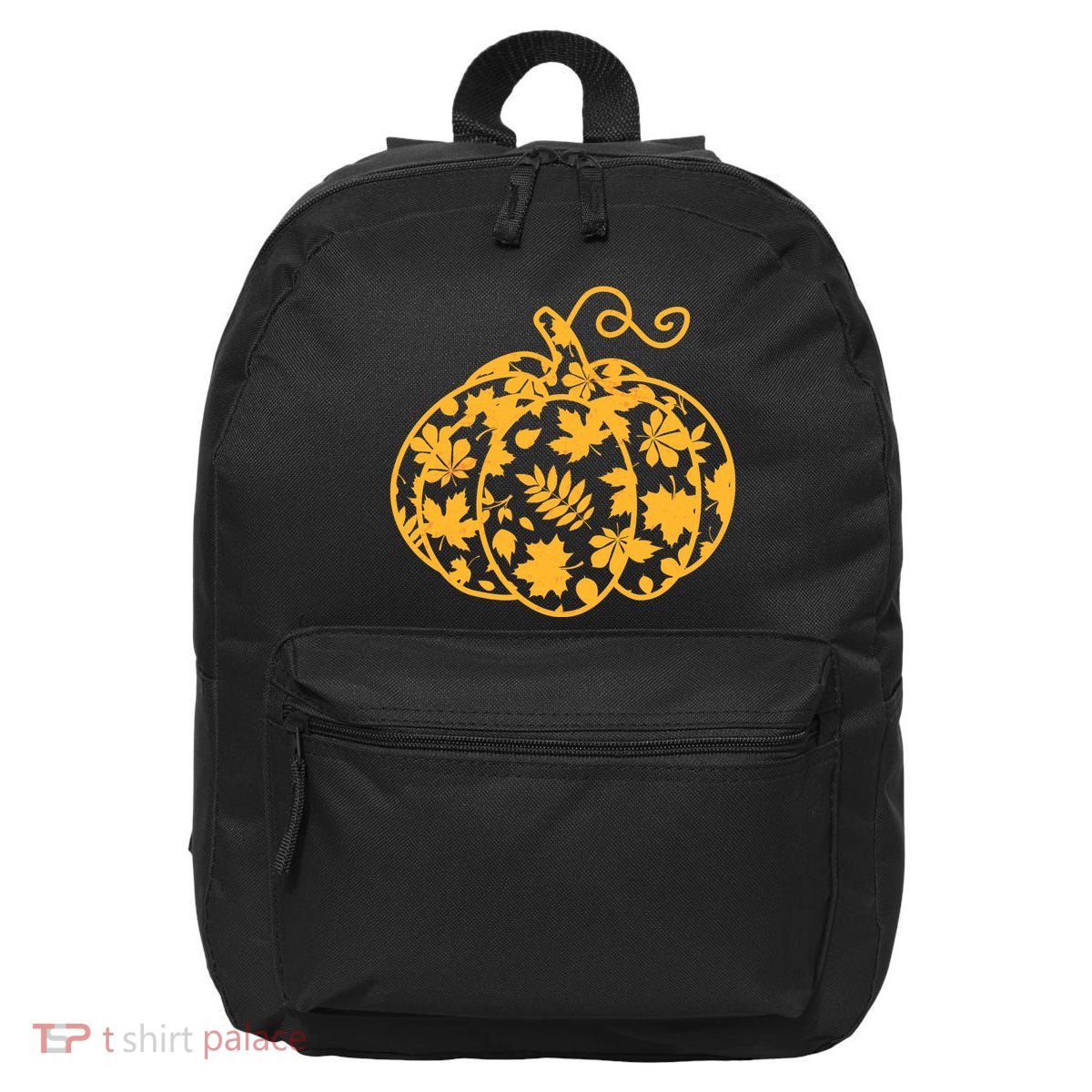 Cute Autumn Fall Leaves Pattern Pumpkin 16 in Basic Backpack