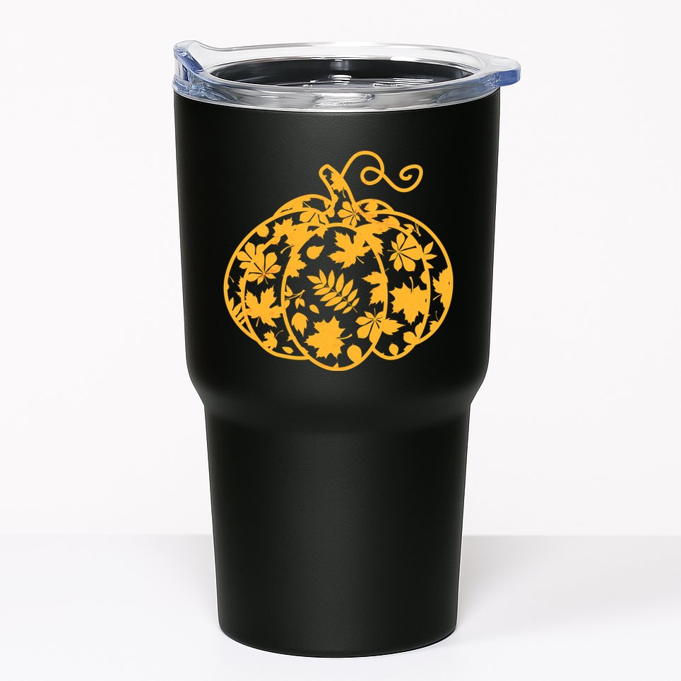 Cute Autumn Fall Leaves Pattern Pumpkin Tumbler