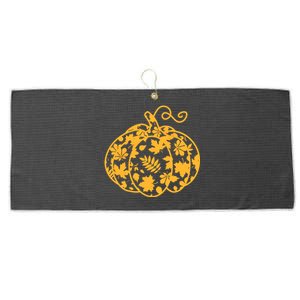 Cute Autumn Fall Leaves Pattern Pumpkin Large Microfiber Waffle Golf Towel