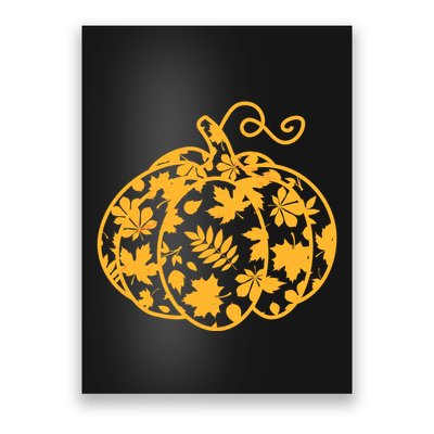 Cute Autumn Fall Leaves Pattern Pumpkin Poster