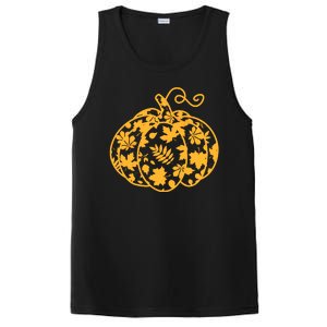 Cute Autumn Fall Leaves Pattern Pumpkin PosiCharge Competitor Tank