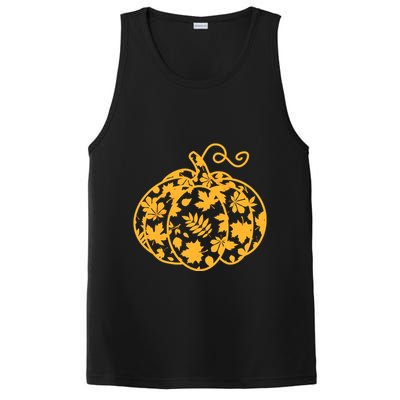 Cute Autumn Fall Leaves Pattern Pumpkin PosiCharge Competitor Tank
