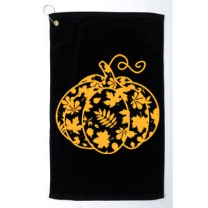 Cute Autumn Fall Leaves Pattern Pumpkin Platinum Collection Golf Towel