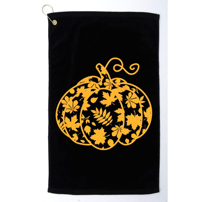 Cute Autumn Fall Leaves Pattern Pumpkin Golf Towel