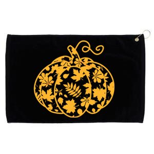 Cute Autumn Fall Leaves Pattern Pumpkin Grommeted Golf Towel